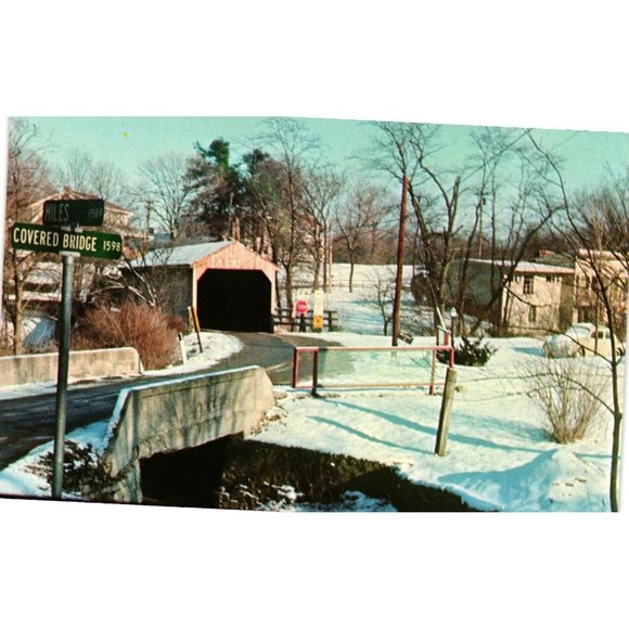 Hamilton County Groff Mill Covered Bridge Mount Healthy Ohio Springfield Postcar - Picture 1 of 2
